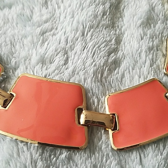 Gold plated with peach fashion necklace - Picture 4 of 4
